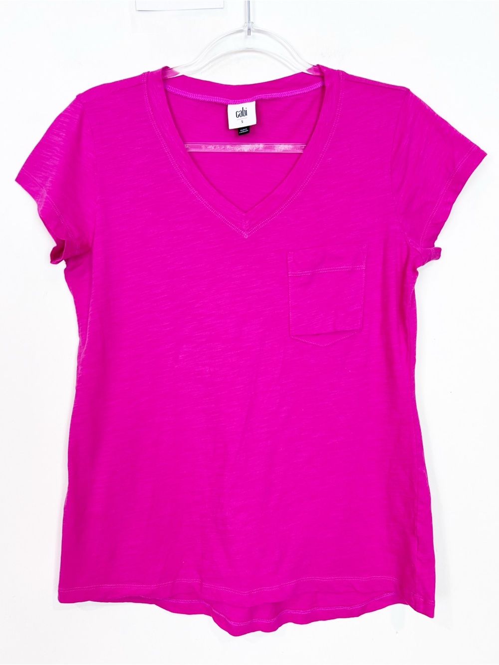 CABI PINK V-NECK SHORT SLEEVE T-SHIRT WOMENS SZ SMALL STYLE 5747